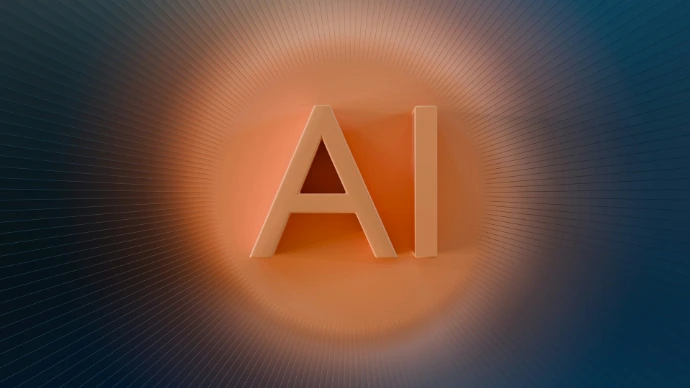 The letters ai glow with orange light.
